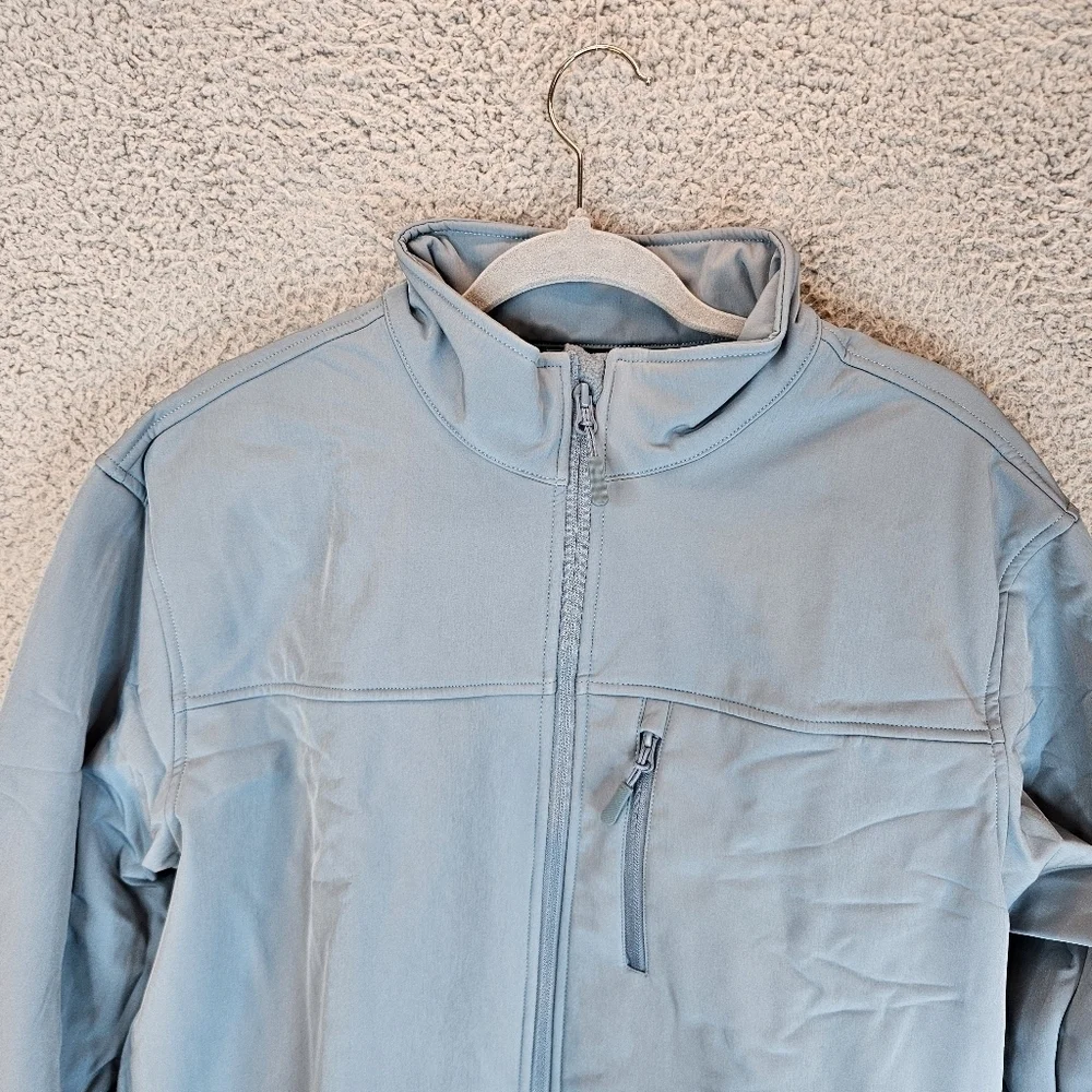 MagcoMsen Jacket Mens Sz L Gray Green Hem Stand Up Collar Elastic Cuff
